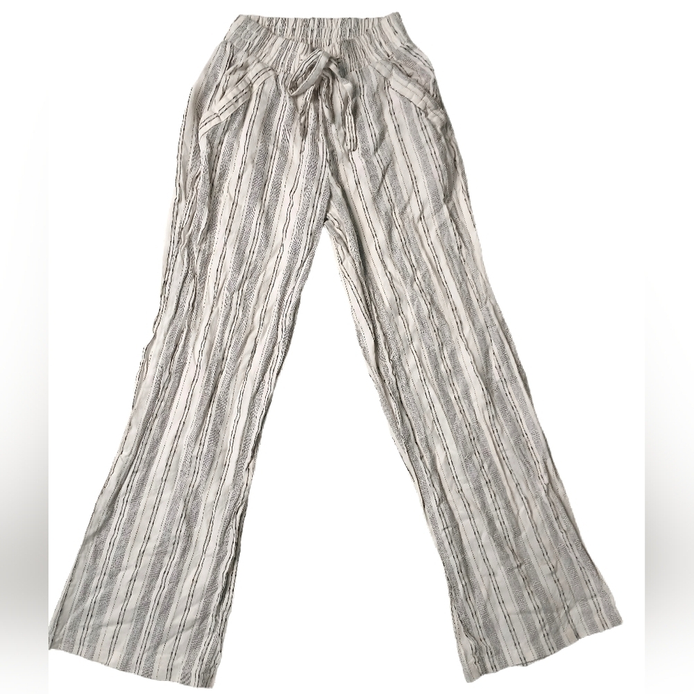 Sienna Sky Gray Striped Wide Leg Pants